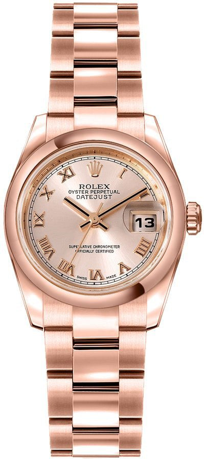 Rolex Lady-Datejust 26 18k Everose Gold Women's Watch 179165