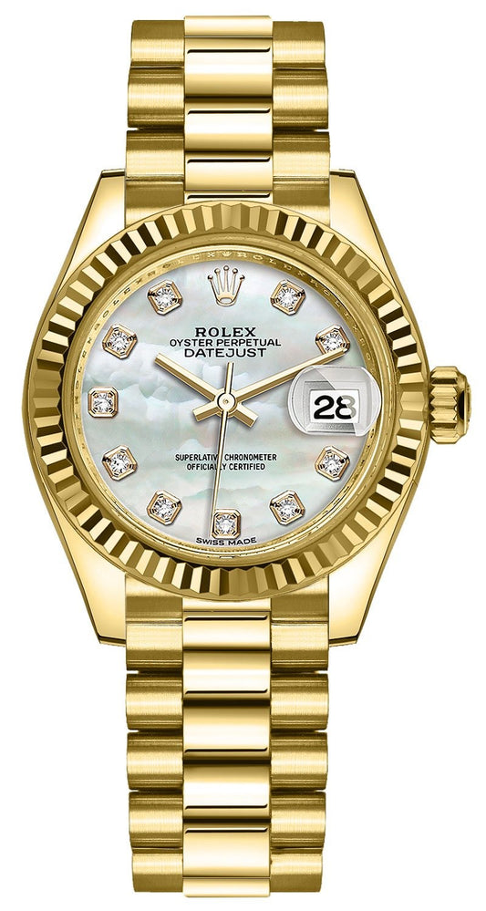 Rolex Lady-Datejust 28 Diamond 18K Yellow Gold Watch 279178-0025