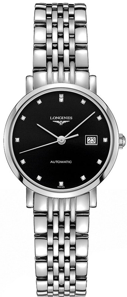 Longines Elegant Collection Black Dial Diamond Women's Watch L4.310.4.57.6