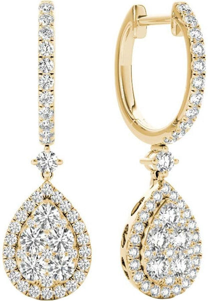 Diamond Earrings, 1.45 Carat Diamonds on 18k Yellow Gold E20240Y