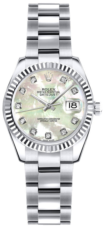 Rolex Lady-Datejust 26 Mother of Pearl Diamond Oyster Bracelet Watch 179179