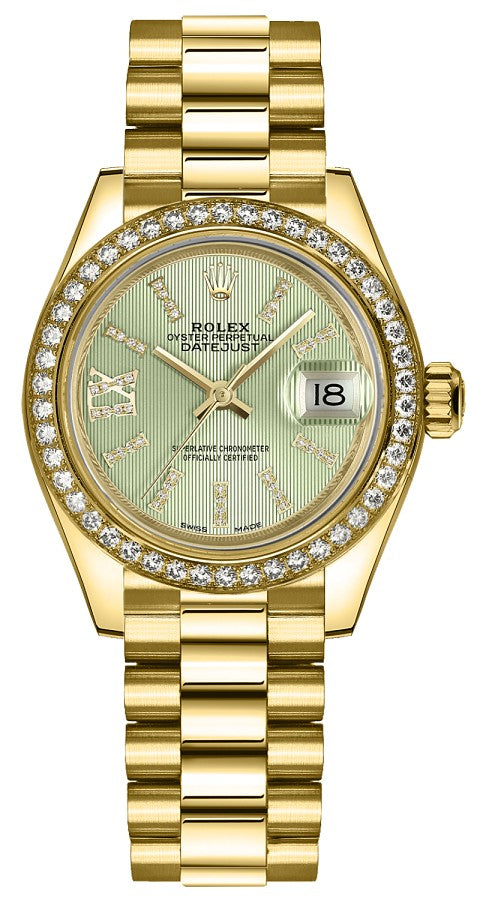 Rolex Lady-Datejust 28 Green Diamond Dial Gold Watch 279138RBR-0003