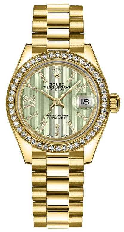 Rolex Lady-Datejust 28 Green Diamond Dial Gold Watch 279138RBR-0003