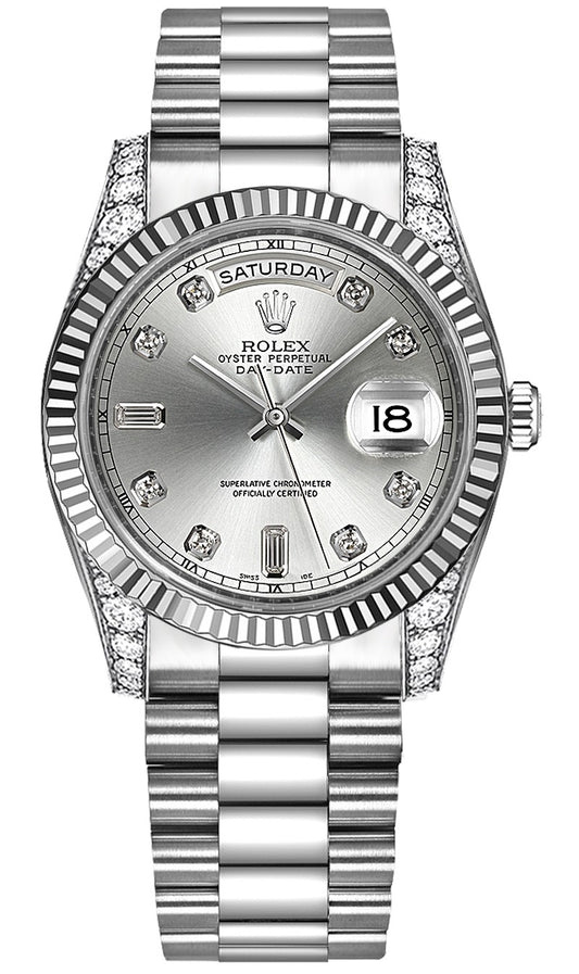 Rolex Day-Date 36 Solid 18K White Gold Watch 118339