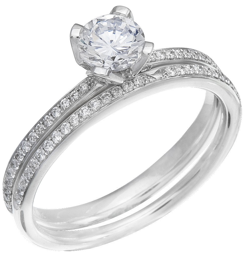 Diamond Wedding Ring Set, .19 Carat Diamonds on 14k White Gold RWG105