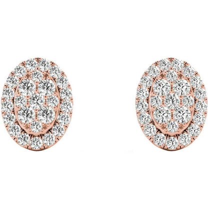 .31 TCW Rose Gold Diamond Halo Pave Earrings E20237R