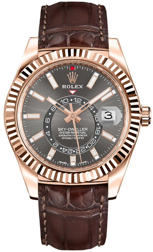 Rolex Sky-Dweller Leather Strap Men's Watch 326135-0008