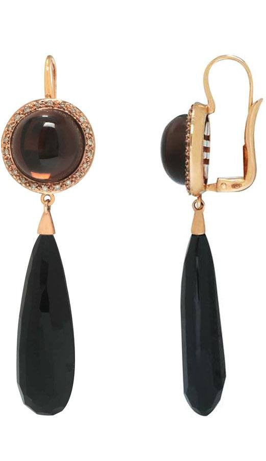 Mimi MIlano 18k Rose Gold Diamond Quartz Agate Earrings O157CF8OM-75