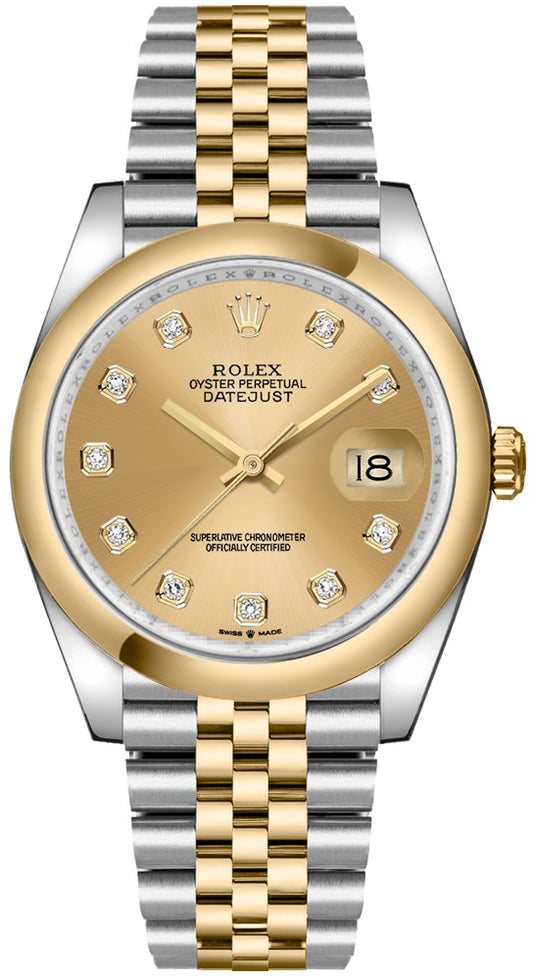 Rolex Datejust 36 Champagne Diamond Dial Watch 126203-0017
