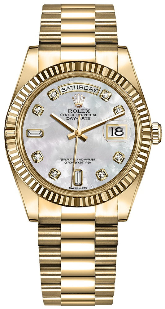 Rolex Day-Date 36 Fluted Bezel President Bracelet Women's Watch 128238-0011