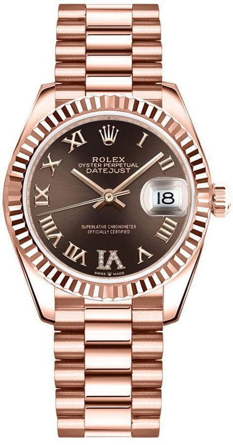 Rolex Datejust 31 Chocolate Dial Diamond VI Women's Watch 278275-0025
