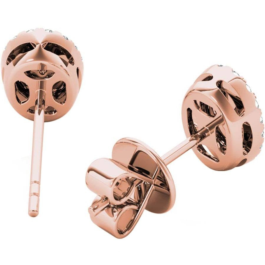 .31 TCW Rose Gold Diamond Halo Pave Earrings E20237R