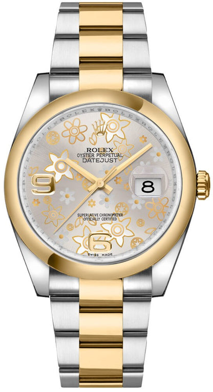 Rolex Datejust 36 Silver Floral Dial Watch 116203-0146