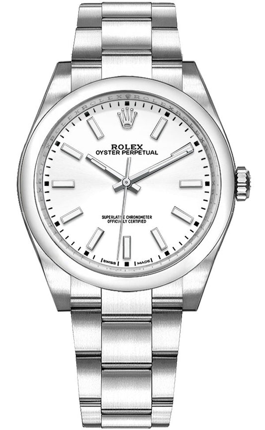 Rolex Oyster Perpetual 34 White Dial Women's Watch 114200-0024