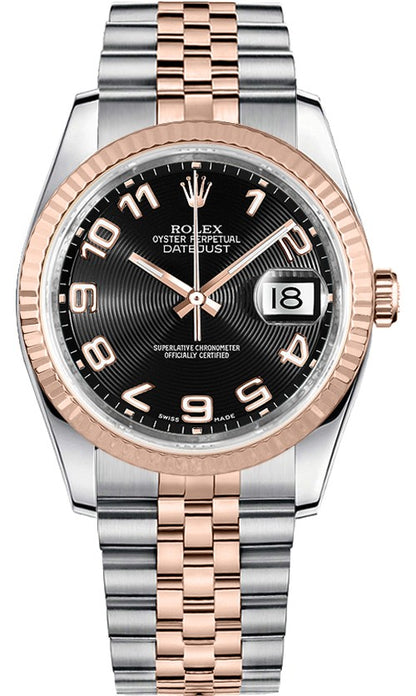 Rolex Datejust 36 Rose Gold Fluted Bezel Watch 116231-0090