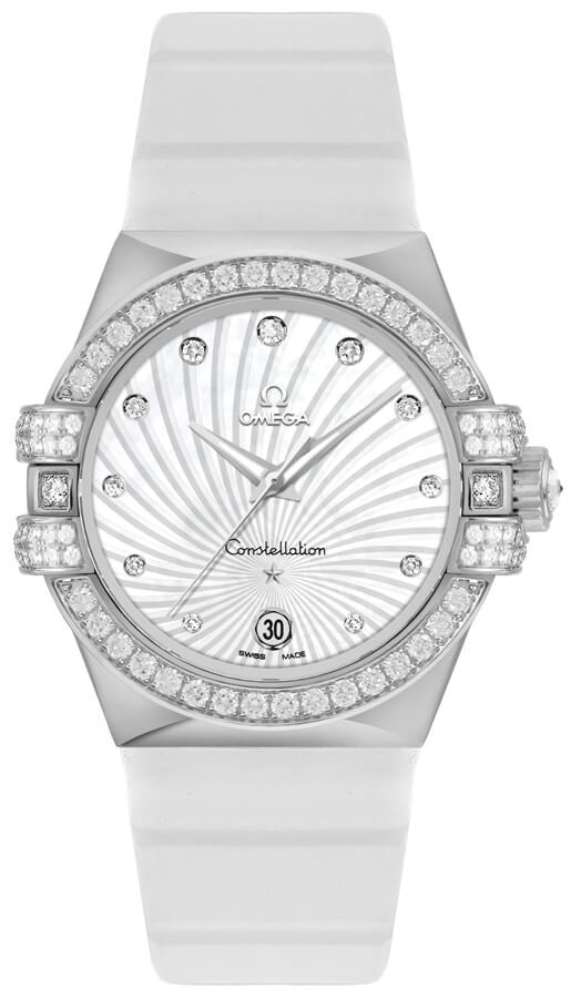 Omega Constellation Solid 18k White Gold Women's Watch 123.57.35.20.55.005