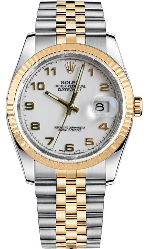 Rolex Datejust 36 White Dial Fluted Bezel Watch 116233