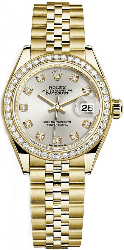 Rolex Lady-Datejust 28 Silver Diamond Gold Jubilee Bracelet Watch 279138RBR-0020