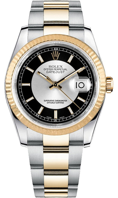 Rolex Datejust 36 Black & Silver Dial Oyster Bracelet Watch 116233