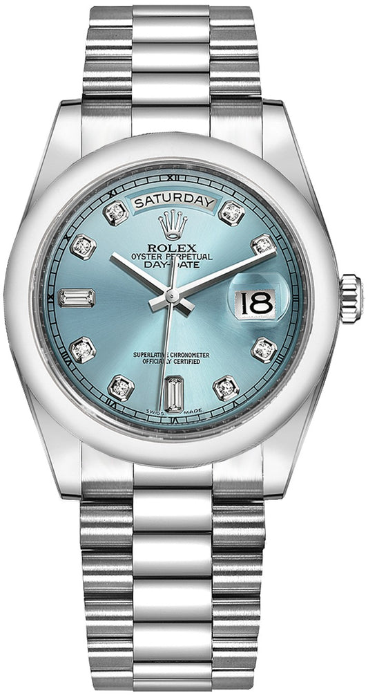 Rolex Day-Date 36 Ice Blue Diamond Platinum Watch 118206-0036