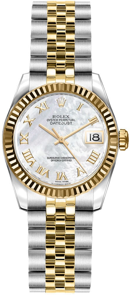 Rolex Lady-Datejust 26 Mother of Pearl Roman Numeral Dial Watch 179173