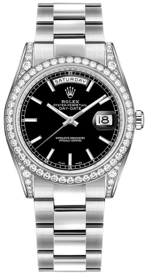 Rolex Day-Date 36 Black Dial Oyster President Gold Watch 118389