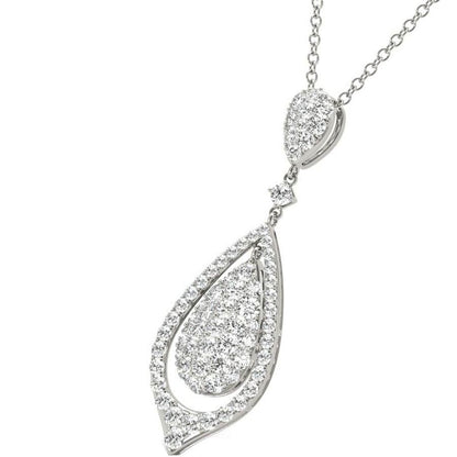 Diamond Pendant, 1.10 Carat on Solid 18k White Gold Women's Necklace P21967W