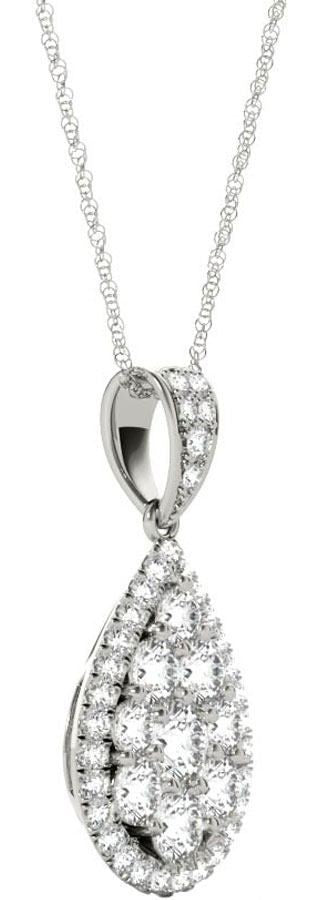 Diamond Oval Pendant, 1.08 Carat on Solid 18k White Gold P20248W