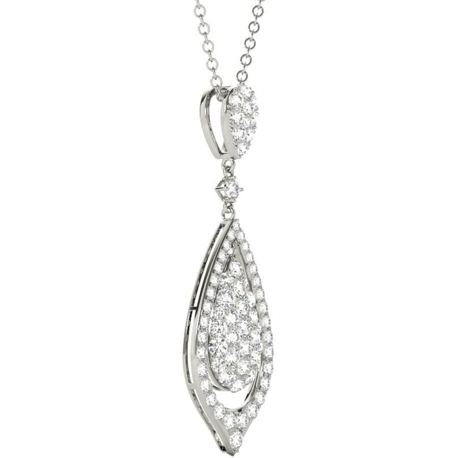 Diamond Pendant, 1.10 Carat on Solid 18k White Gold Women's Necklace P21967W