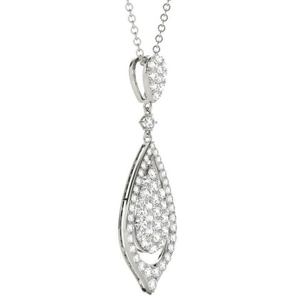 Diamond Pendant, 1.10 Carat on Solid 18k White Gold Women's Necklace P21967W