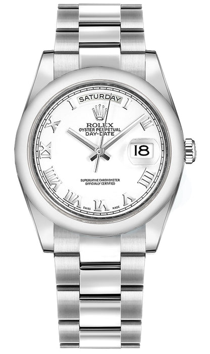 Rolex Day-Date 36 White Roman Numeral Gold Watch 118209