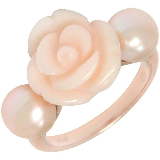 Mimi Milano 18k Rose Gold Pink Agate Pearl Women's Ring A190R2E-51