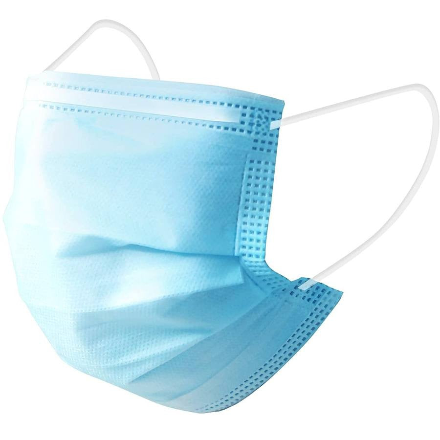 50 Pack of Disposable 3-Ply Breathable Face Masks with Elastic Earloops