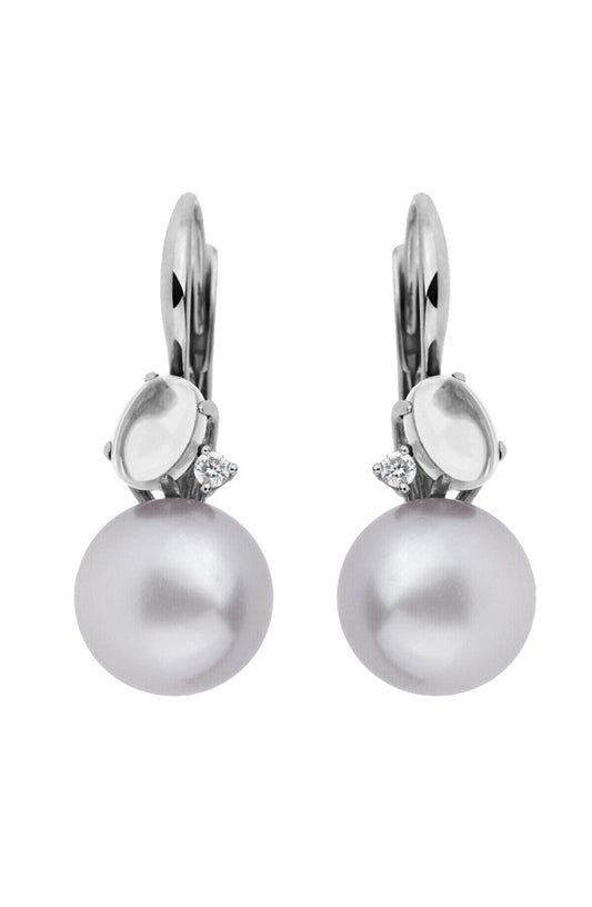 Mimi Milano 18k White Gold Diamond Pearl Earrings O264B1QLB-45