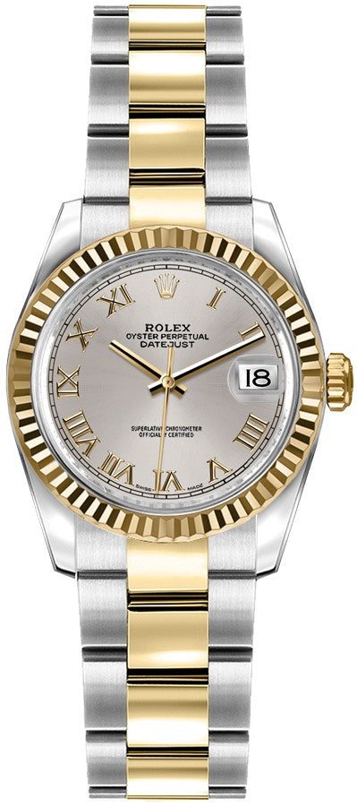Rolex Lady-Datejust 26 Silver Roman Numeral Dial Watch 179173