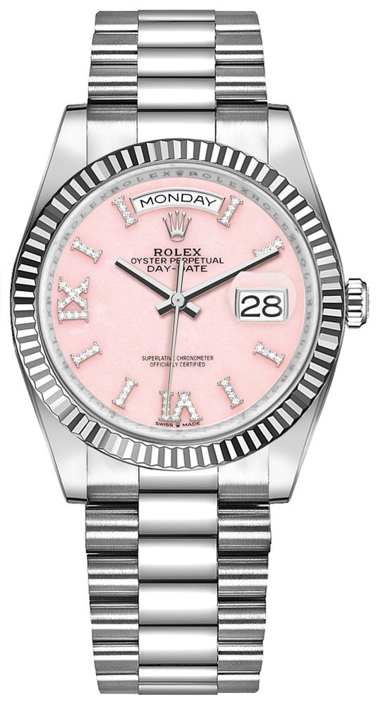 Rolex Day-Date 36 Pink Opal Women's Watch 128239-0021
