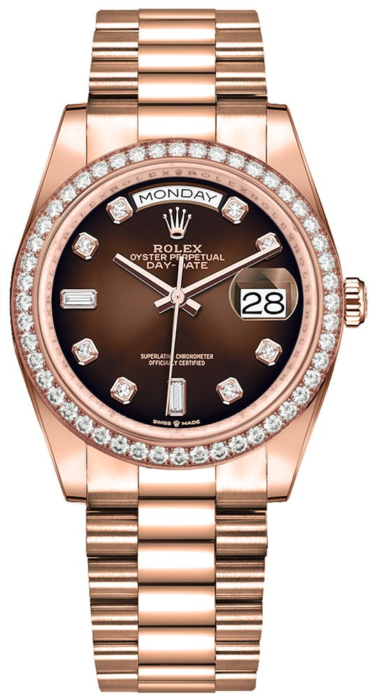 Rolex Day-Date 36 Brown Ombre Dial Women's Watch 128345RBR-0040
