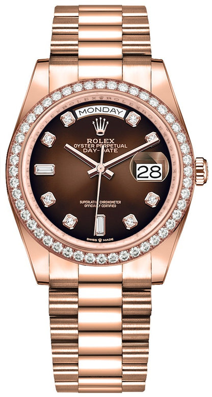 Rolex Day-Date 36 Brown Ombre Dial Women's Watch 128345RBR-0040