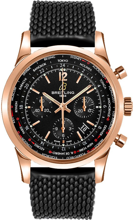Breitling Transocean Unitime Pilot 18k Rose Gold Men's Watch RB0510U5/BC39-256S