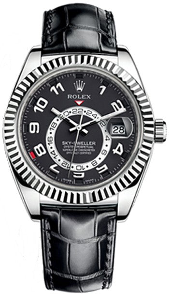 Rolex Sky-Dweller Black Dial White Gold Men's Watch 326139-0003