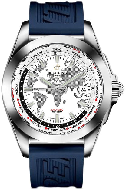 Breitling Galactic Unitime World Map White Dial Men's Watch WB3510U0/A777-121S
