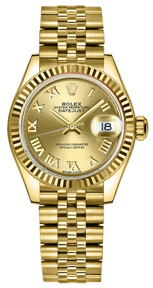 Rolex Lady-Datejust 28 Solid 18k Yellow Gold Women's Watch 279178-0023