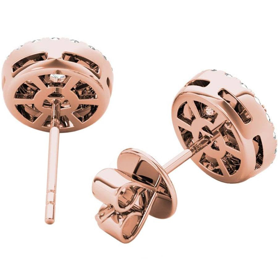 .43 TCW Rose Gold Diamond Halo Pave Earrings E20236R