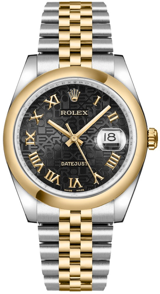 Rolex Datejust 36 Black Jubilee Roman Numeral Watch 116203-0172