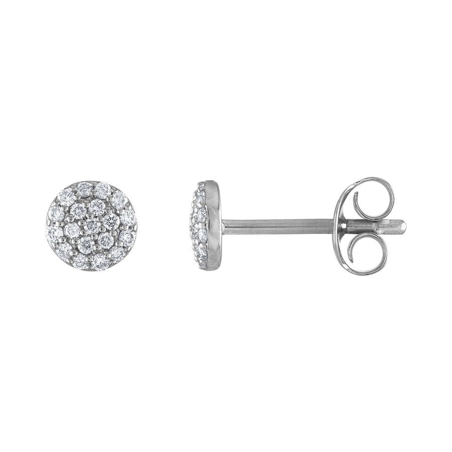 Diamond Earrings, 0.17 Carat on Solid 18k White Gold