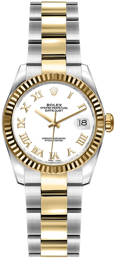 Rolex Lady-Datejust 26 White Roman Numeral Dial Watch 179173
