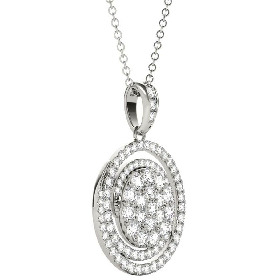 Diamond Swirl Pendant, 1.40 Carat on Solid 18k White Gold P21961W