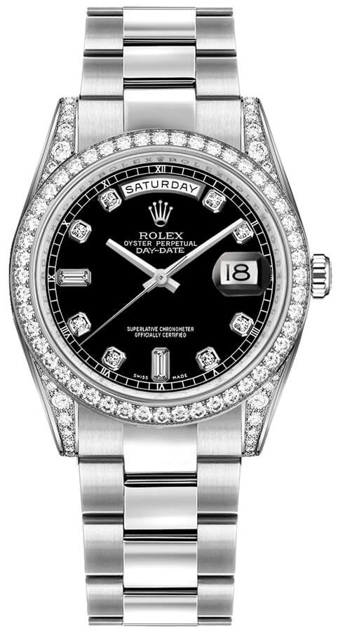Rolex Day-Date 36 Black Diamond Gold Watch 118389-0027