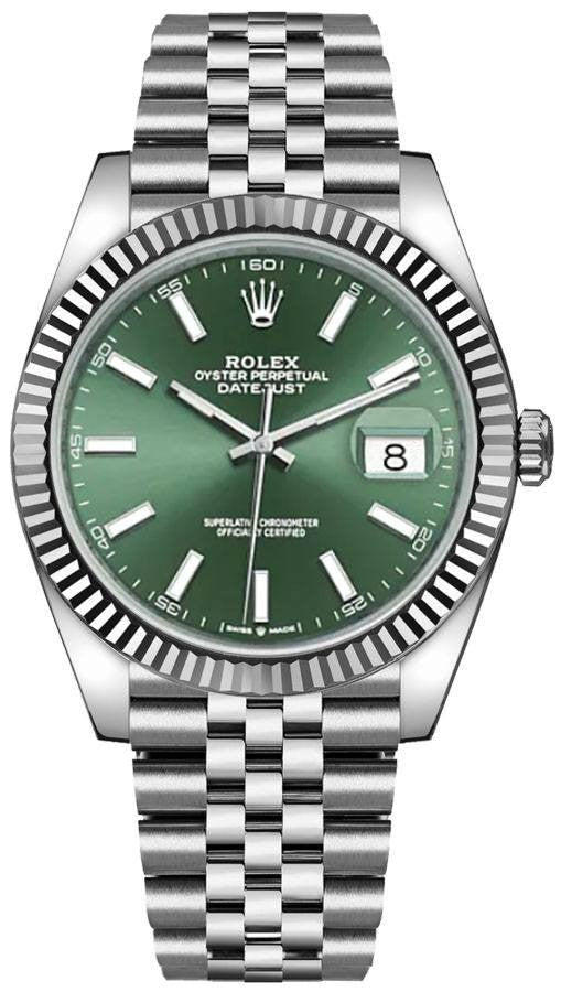 Rolex Datejust 41 Green Dial Jubilee Bracelet Men's Watch 126334-0028