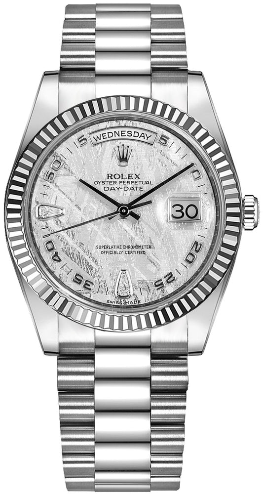 Rolex Day-Date 36 Solid 18K White Gold Diamond Watch 118239